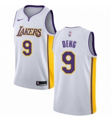 Mens Nike Los Angeles Lakers 9 Luol Deng Authentic White NBA Jersey Association Edition 