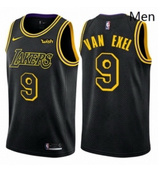 Mens Nike Los Angeles Lakers 9 Nick Van Exel Swingman Black City Edition NBA Jersey 