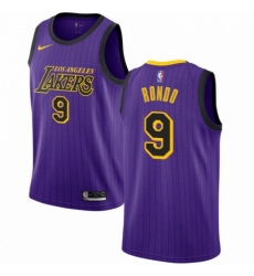 Mens Nike Los Angeles Lakers 9 Rajon Rondo Swingman Purple NBA Jersey City Edition 