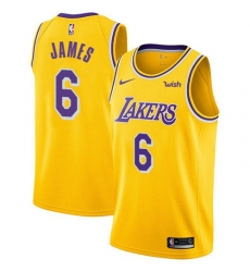 Women Nike Los Angeles Lakers 6 LeBron James Gold Women NBA Swingman Icon Edition Jersey