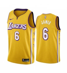 Women Nike Los Angeles Lakers 6 Lebron James Women Unveil 2019 20 City Edition Swingman NBA Jersey Yellow