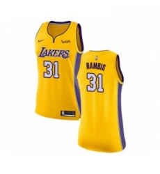 Womens Los Angeles Lakers 31 Kurt Rambis Authentic Gold Home Basketball Jersey Icon Edition