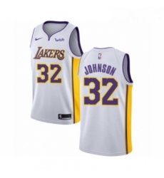Womens Los Angeles Lakers 32 Magic Johnson Authentic White Basketball Jersey Association Edition