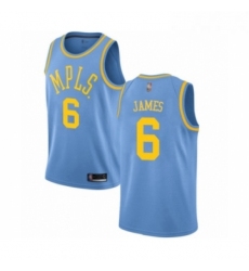 Womens Los Angeles Lakers 6 LeBron James Authentic Blue Hardwood Classics Basketball Jersey 