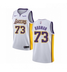 Womens Los Angeles Lakers 73 Dennis Rodman Authentic White Basketball Jersey Association Edition
