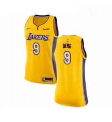 Womens Los Angeles Lakers 9 Luol Deng Authentic Gold Home Basketball Jersey Icon Edition 