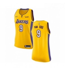 Womens Los Angeles Lakers 9 Nick Van Exel Authentic Gold Home Basketball Jersey Icon Edition 