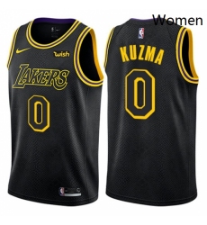 Womens Nike Los Angeles Lakers 0 Kyle Kuzma Swingman Black NBA Jersey City Edition 