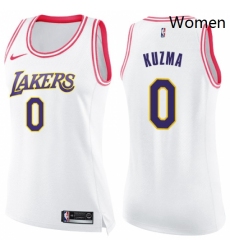 Womens Nike Los Angeles Lakers 0 Kyle Kuzma Swingman WhitePink Fashion NBA Jersey 