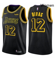 Womens Nike Los Angeles Lakers 12 Vlade Divac Swingman Black NBA Jersey City Edition