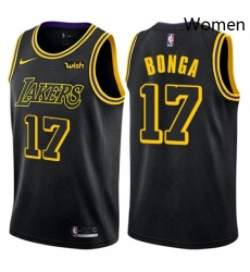 Womens Nike Los Angeles Lakers 17 Isaac Bonga Swingman Black NBA Jersey City Edition 