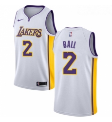 Womens Nike Los Angeles Lakers 2 Lonzo Ball Authentic White NBA Jersey Association Edition