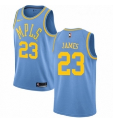 Womens Nike Los Angeles Lakers 23 LeBron James Authentic Blue Hardwood Classics NBA Jersey 
