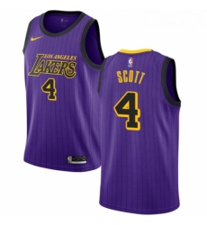 Womens Nike Los Angeles Lakers 4 Byron Scott Swingman Purple NBA Jersey City Edition