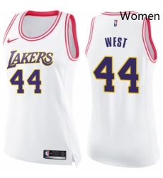 Womens Nike Los Angeles Lakers 44 Jerry West Swingman WhitePink Fashion NBA Jersey