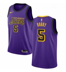 Womens Nike Los Angeles Lakers 5 Robert Horry Swingman Purple NBA Jersey City Edition