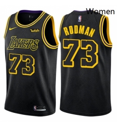 Womens Nike Los Angeles Lakers 73 Dennis Rodman Swingman Black NBA Jersey City Edition