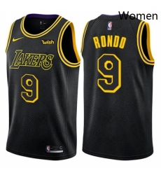 Womens Nike Los Angeles Lakers 9 Rajon Rondo Swingman Black NBA Jersey City Edition 