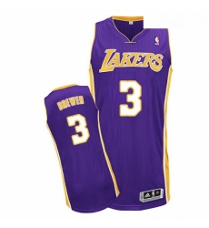 Youth Adidas Los Angeles Lakers 3 Corey Brewer Authentic Purple Road NBA Jersey 