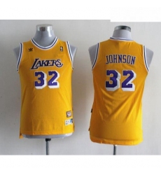 Youth Adidas Los Angeles Lakers 32 Magic Johnson Swingman Gold Throwback NBA Jersey