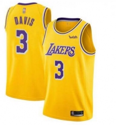 Youth Lakers #3 Anthony Davis Gold Basketball Swingman Icon Edition Jersey