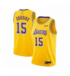 Youth Los Angeles Lakers 15 DeMarcus Cousins Swingman Gold Basketball Jersey Icon Edition 