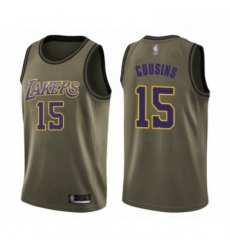 Youth Los Angeles Lakers 15 DeMarcus Cousins Swingman Green Salute to Service Basketball Jersey 