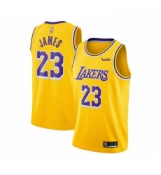 Youth Los Angeles Lakers 23 LeBron James Swingman Gold Basketball Jerseys Icon Edition 