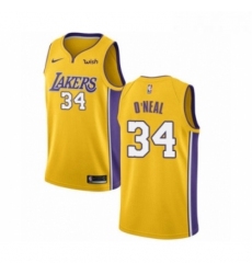 Youth Los Angeles Lakers 34 Shaquille ONeal Swingman Gold Home Basketball Jersey Icon Editi
