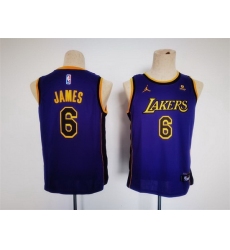 Youth Los Angeles Lakers 6 LeBron James Purple Stitched Basketball Jersey
