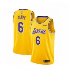 Youth Los Angeles Lakers 6 LeBron James Swingman Gold Basketball Jersey Icon Edition 