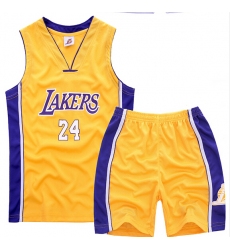 Youth NBA Los Angeles Lakers 24# Kobe Bryant  Yellow Suit Sets