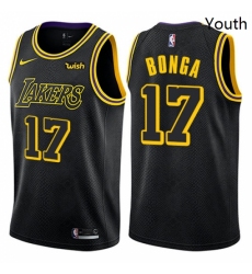 Youth Nike Los Angeles Lakers 17 Isaac Bonga Swingman Black NBA Jersey City Edition 