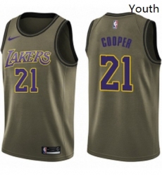 Youth Nike Los Angeles Lakers 21 Michael Cooper Swingman Green Salute to Service NBA Jersey