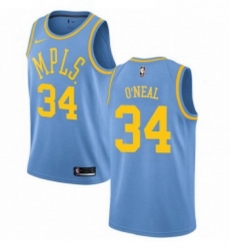 Youth Nike Los Angeles Lakers 34 Shaquille ONeal Authentic Blue Hardwood Classics NBA Jersey