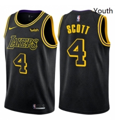 Youth Nike Los Angeles Lakers 4 Byron Scott Swingman Black NBA Jersey City Edition