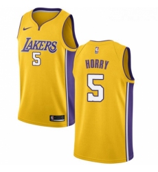 Youth Nike Los Angeles Lakers 5 Robert Horry Swingman Gold Home NBA Jersey Icon Edition