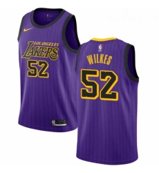 Youth Nike Los Angeles Lakers 52 Jamaal Wilkes Swingman Purple NBA Jersey City Edition