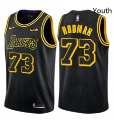 Youth Nike Los Angeles Lakers 73 Dennis Rodman Swingman Black NBA Jersey City Edition