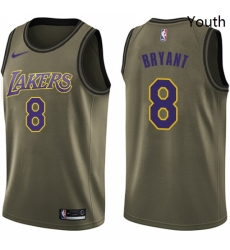 Youth Nike Los Angeles Lakers 8 Kobe Bryant Swingman Green Salute to Service NBA Jersey