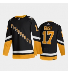 Men Pittsburgh Penguins 17 Bryan Rust 2021 2022 Black Stitched Jersey