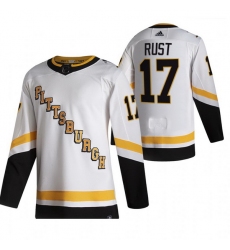Men Pittsburgh Penguins 17 Bryan Rust White Adidas 2020 21 Reverse Retro Alternate NHL Jersey