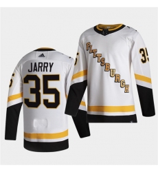 Men Pittsburgh Penguins 35 Tristan Jarry 2021 Reverse Retro White Jersey