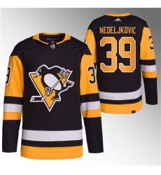 Men Pittsburgh Penguins 39 Alex Nedeljkovic Black Stitched Jersey