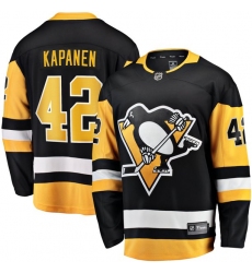 Men Pittsburgh Penguins 42 Kasperi Kapanen  Black Home Stitched NHL Jersey