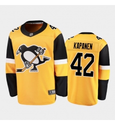 Men Pittsburgh Penguins 42 Kasperi Kapanen  Yellow Stitched NHL Jersey