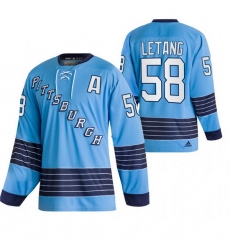 Men Pittsburgh Penguins 58 Kris Letang 2022 Blue Classics Stitched jersey