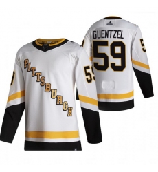 Men Pittsburgh Penguins 59 Jake Guentzel White Adidas 2020 21 Reverse Retro Alternate NHL Jersey