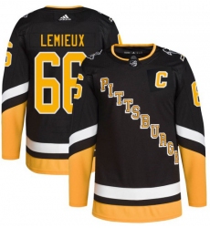 Men Pittsburgh Penguins 66 Mario Lemieux 2021 2022 Black Stitched Jersey