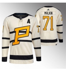 Men Pittsburgh Penguins 71 Evgeni Malkin Cream 2023 Winter Classic Stitched Jersey